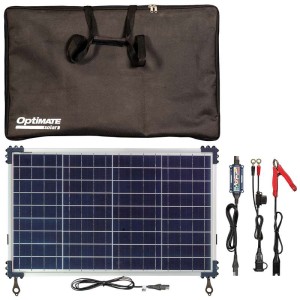 OptiMate Solar DUO 40W Travel Kit, TM522-D4TK, 6-step 12V / 12.8V 3.33A sealed solar battery saving charger & maintainer